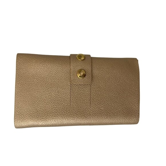 Nanette Lepore Gold Cable Organizer Wallet With Button Closure & Zipper Pocket - Picture 1 of 3